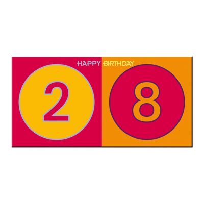 Zum 28. Geburtstag - HAPPY BIRTHDAY - Geburtstags-Klappkarte