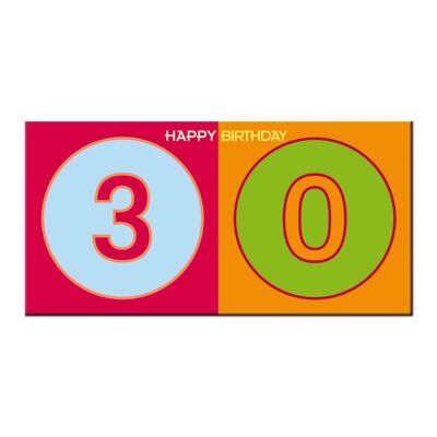 Zum 30. Geburtstag - HAPPY BIRTHDAY - Geburtstags-Klappkarte