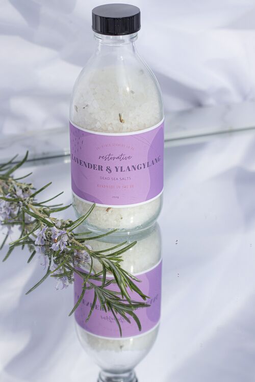 Restorative Lavender Dead Sea Salt bath soak.