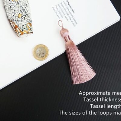 8cm handmade silky tassels with small twisted loops - 11. grey - 10 pieces