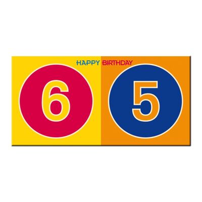 Zum 65. Geburtstag - HAPPY BIRTHDAY - Geburtstags-Klappkarte