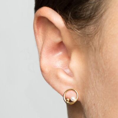 Boucle d'oreille Saturne Mini - Unité - Plaqué or 18 carats