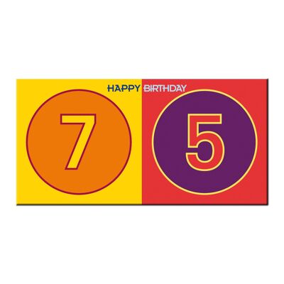 Pour le 75e anniversaire - HAPPY BIRTHDAY - carte d'anniversaire pliée