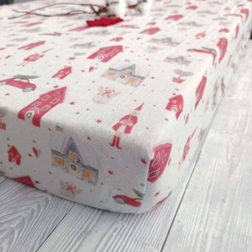Muslin fitted cot bed sheet - Merry Little Christmas