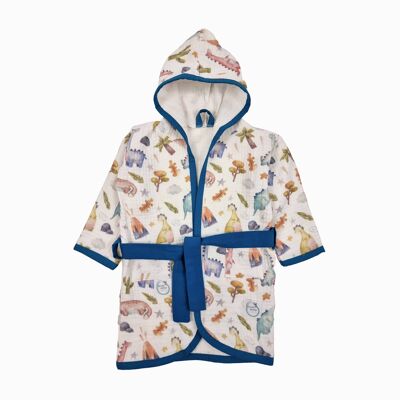 Muslin kids bath robe- Dinoland