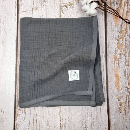 Muslin quilt blanket 4 layer - Charcoal