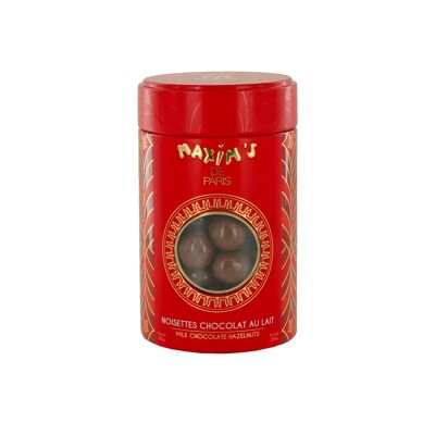 Boîte métal noisettes chocolat lait