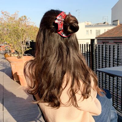 Scrunchie de tartán rojo