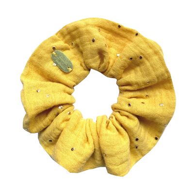 Yellow double gauze scrunchie