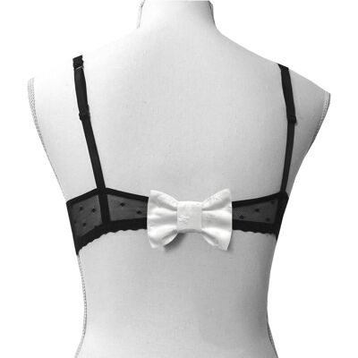 WHITE embroidery bra staple cover bow