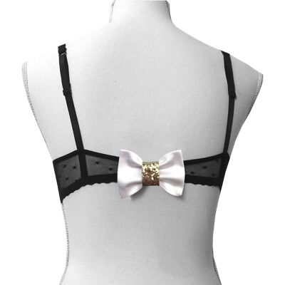 Festive WHITE GLITTER DORE bra clip cover bow