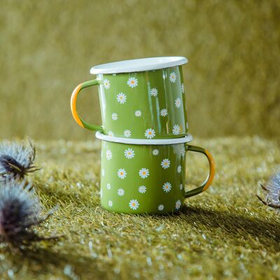 0,35l Green Enamel Coffee Mug | FLOWERS