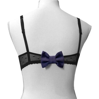 NAVY BLUE satin bra staple cover bow