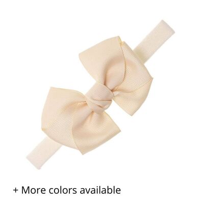 Baby hairband with triple grosgrain knotted bow