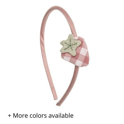 Soft hairband with vichy sewn strawberry