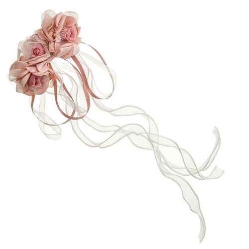 Floral hair ornament barrette with ribbons