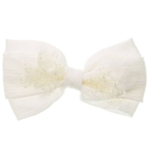 Large hair bow with tiny blooms pinch hair clip