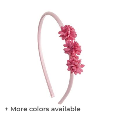 Soft headband with three tiny satin flowers