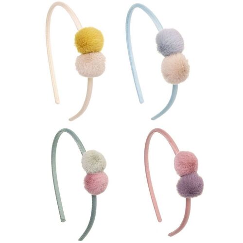 Baby Hairband with combined pom poms