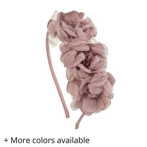 Hairband 3 Flower Linen and Tulle "Eyne"