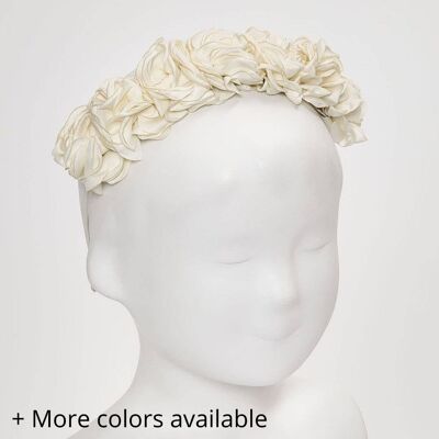 Diadema di fiori di raso con fascia per capelli