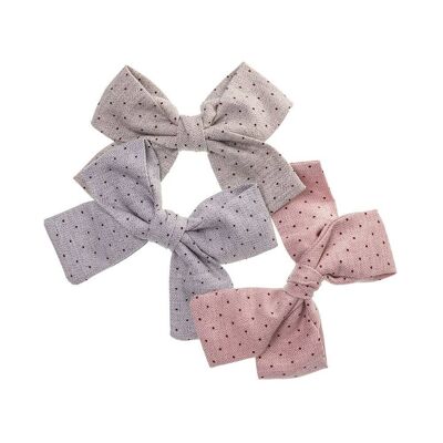 Medium Artisan Dotted textured Fabric Bow with Duck Clip