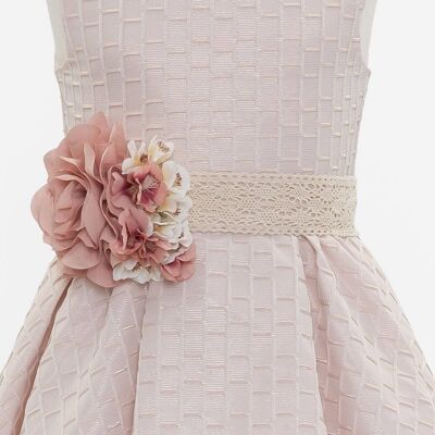 Ceinture Fleurie avec Grande Fleur Rose