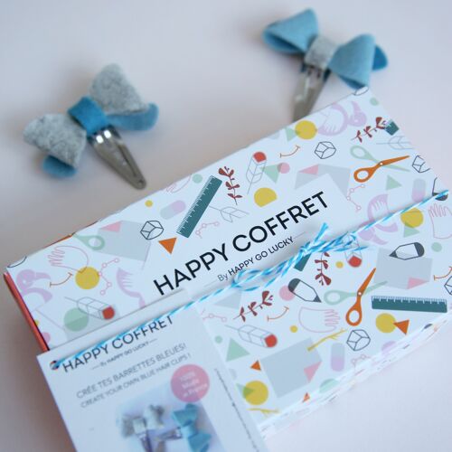 Kit Créatif Happy Coffret "Crée tes barrette bleues" / blue Hairclips