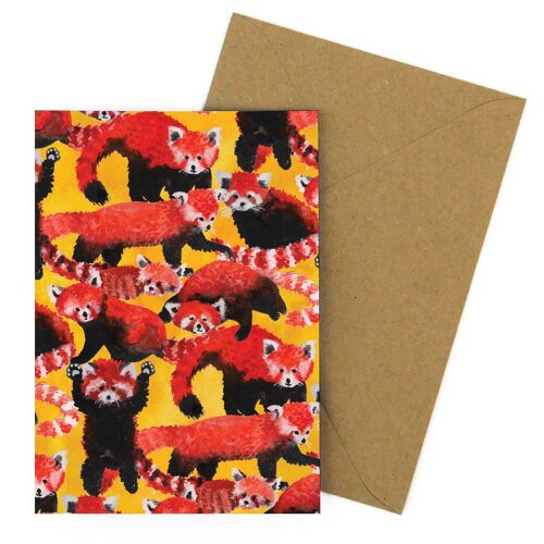 Pack of Red Pandas Print Greetings Card