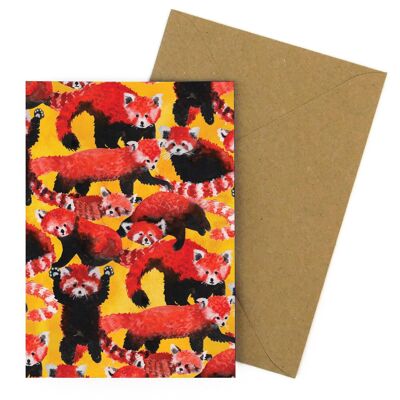 Paquete de tarjeta de felicitación con estampado de pandas rojos