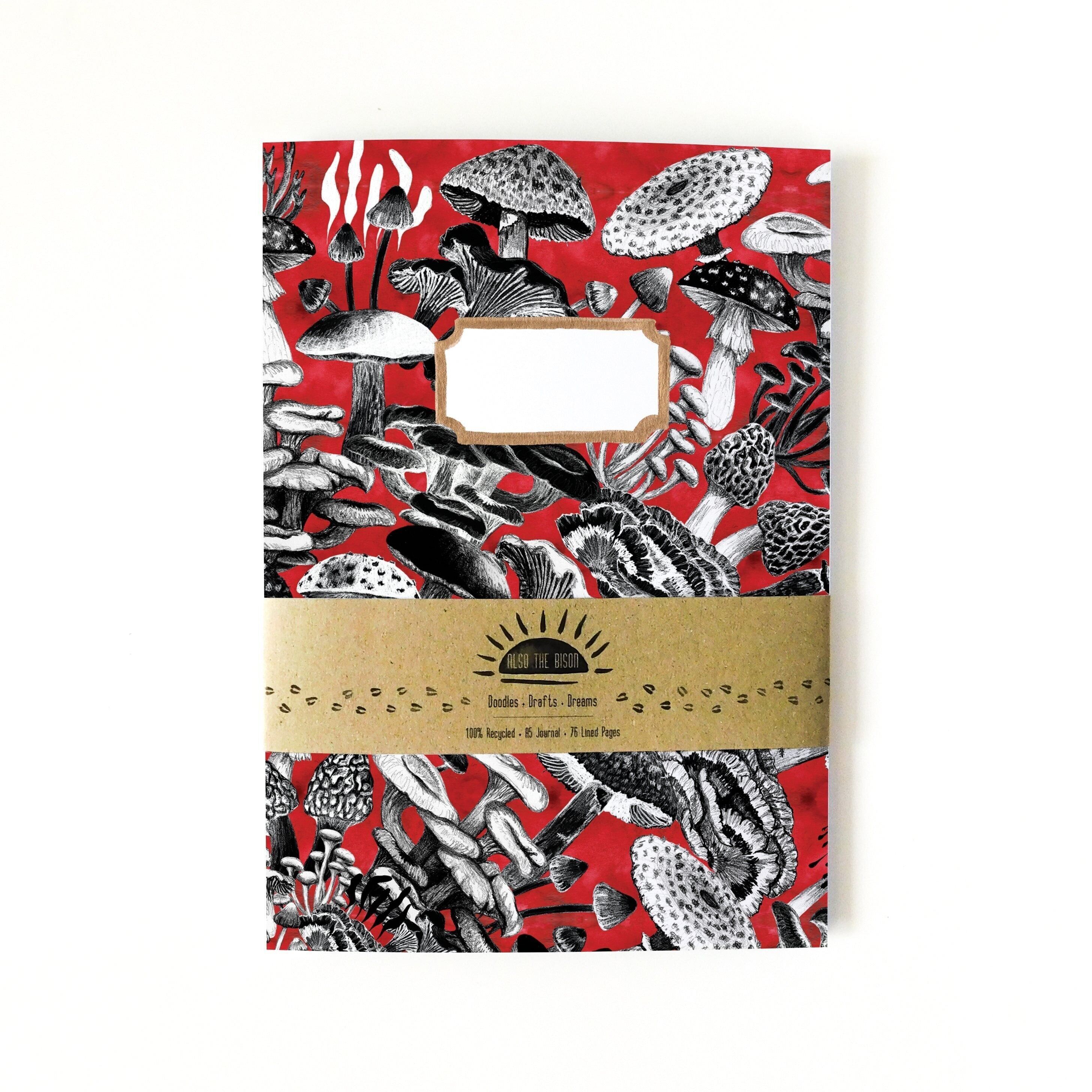 Diario a righe con stampa fungo velenoso