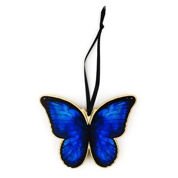 Décoration à suspendre en bois papillon morpho lépidoptères 1