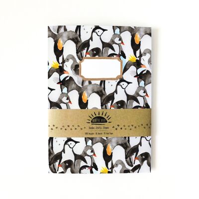 Gefüttertes Notizbuch mit Waddle of Penguins-Print