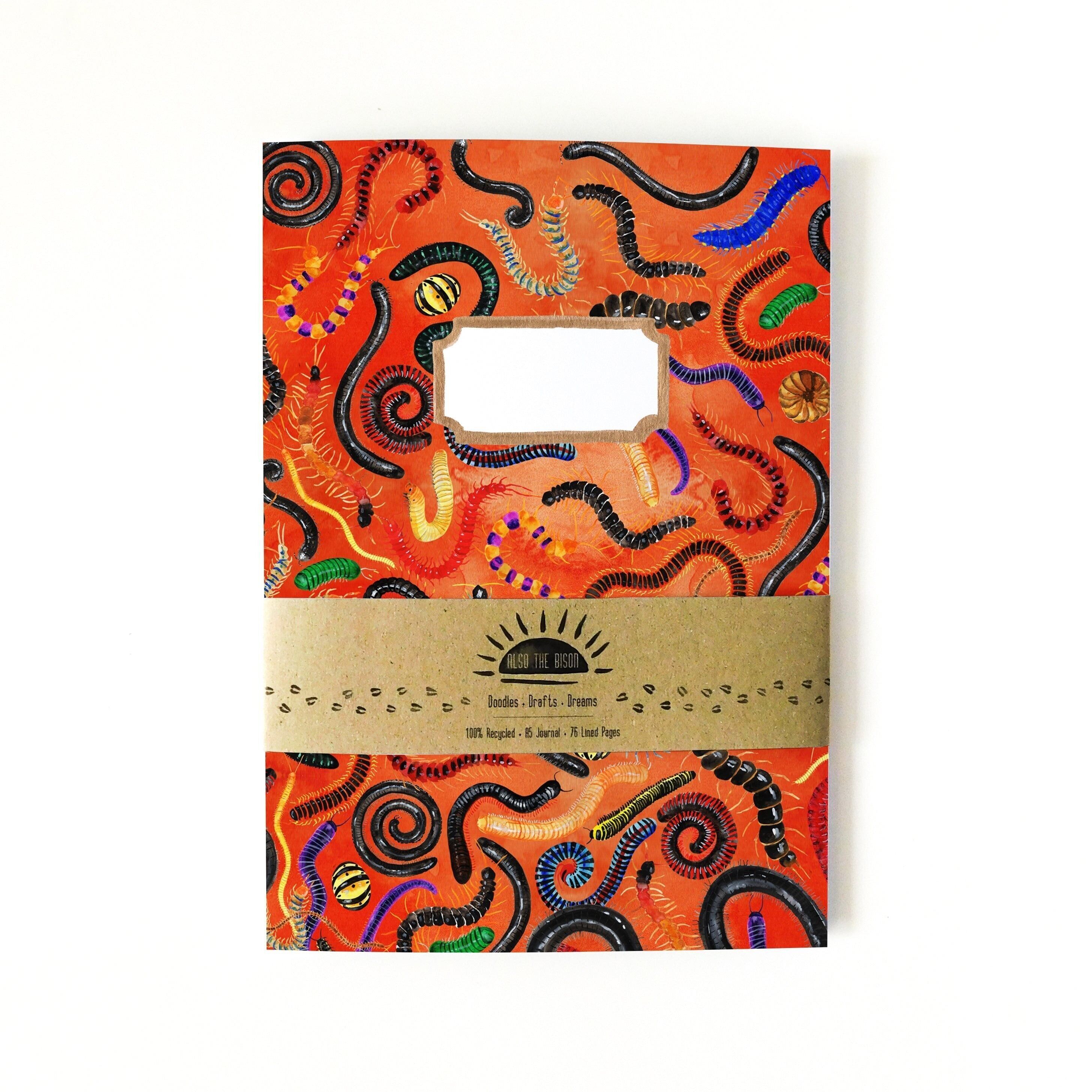 Journal ligné à imprimé mille-pattes Myriapoda