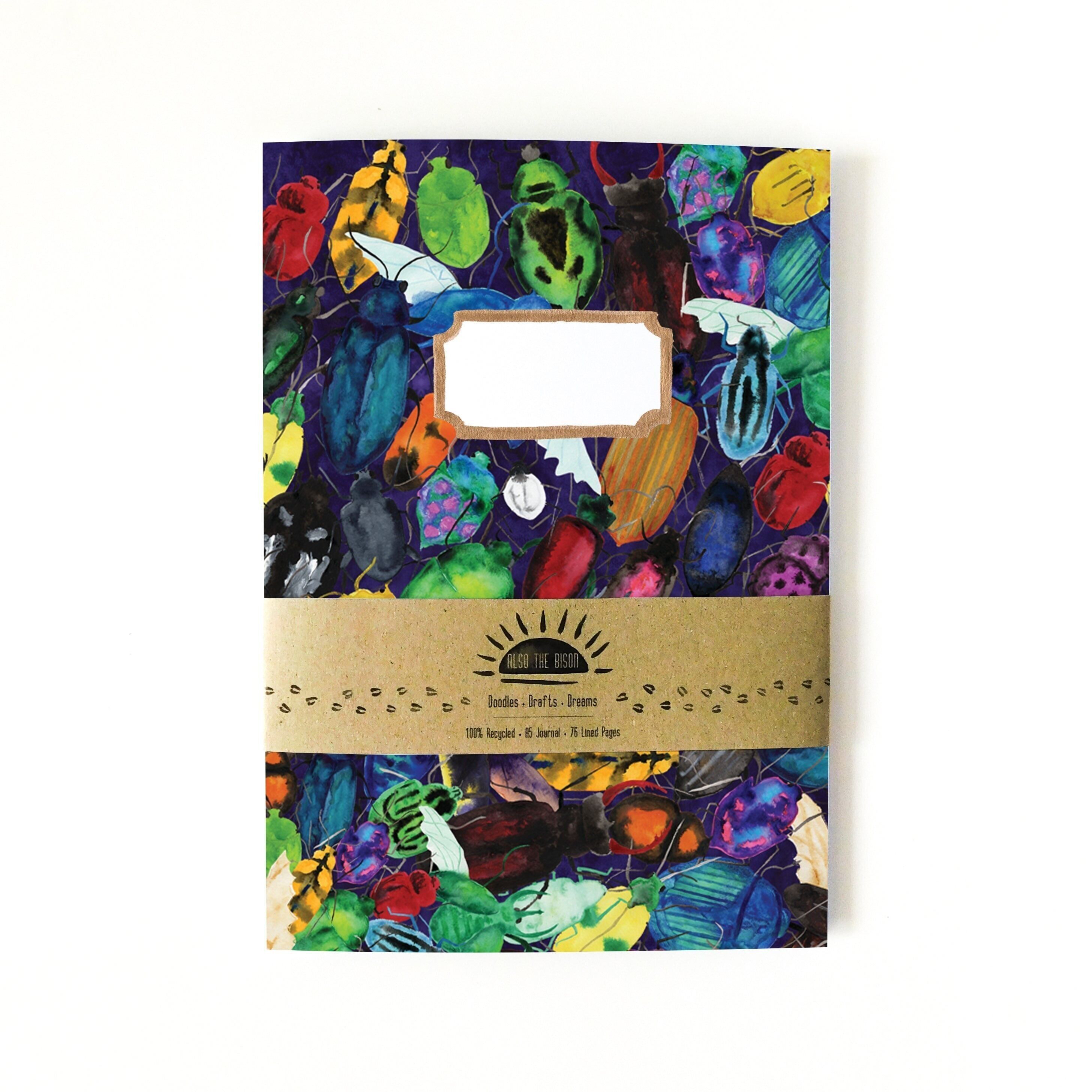 Diario a righe con stampa Coleoptera Beetle