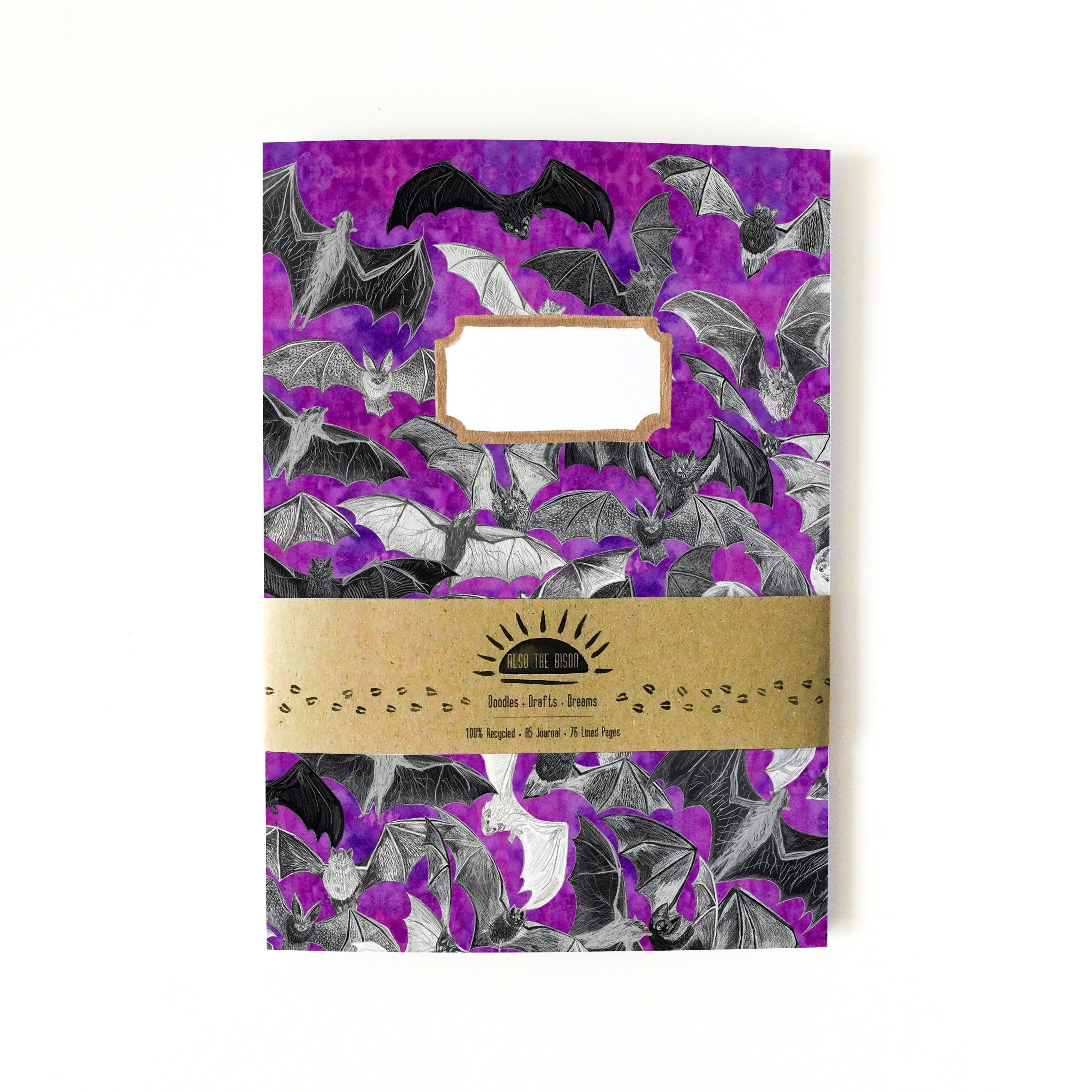 Diario a righe con stampa pipistrello chirotteri