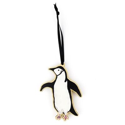 Waddle Adelie Penguin Adorno colgante de madera