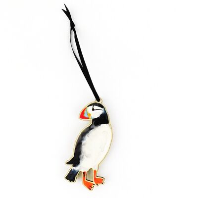 Improbability of Puffins Wooden Hanging Decoration