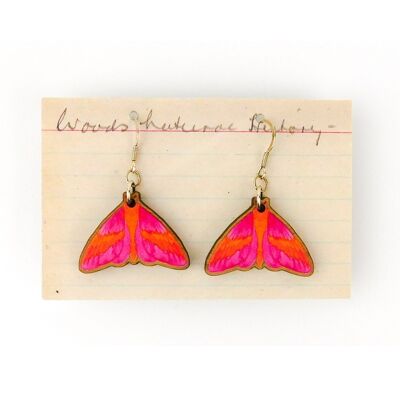Lepidoptera Rosy Maple Moth Earrings