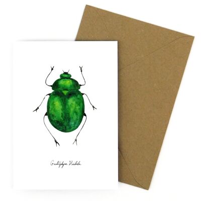 Cartolina d'auguri di Coleoptera Green Beetle