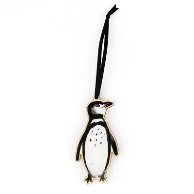 Waddle Humboldt Penguin Adorno colgante de madera