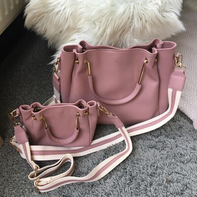 Vegan Handbags Set of 2 - Pink cotton strap