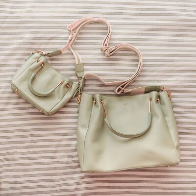 Vegan Handbags Set of 2 - Green Cotton Strap
