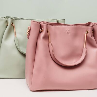 Vegan Handbags - Set of 2 Pink Faux Leather