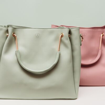 Vegan Handbags Green Faux Leather - Set of 2