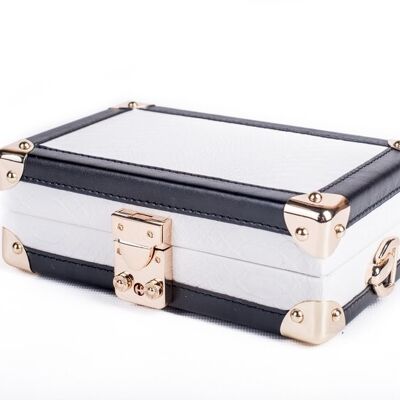 Vintage Trunk Style Clutch Bag White