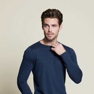 Marineblaues T-Shirt mit langen Ärmeln