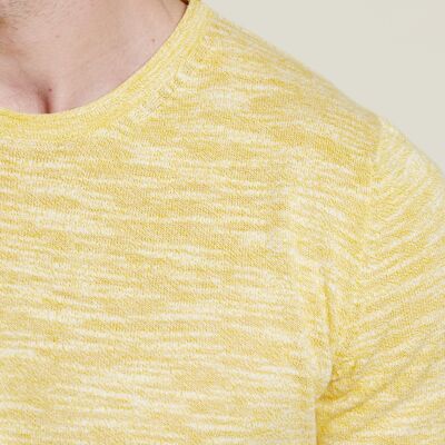 Jersey de cuello redondo de algodón amarillo