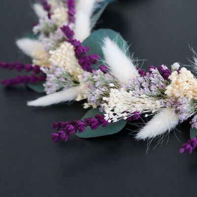 Trockenblumen Kranz Schwarz Metallring Eukalyptus Lavendel - 40