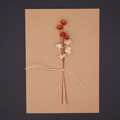 Karte mit Trockenblumen - Grußkarte Klappkarte Trockenblumenkarte Trockenblumenstrauß Postkarte Hochzeit Wedding Geburtstagskarte - 1 - Kraft